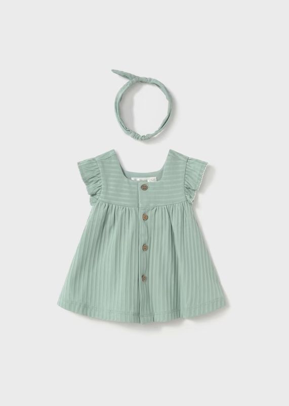 Mayoral 1866 Newborn Dress &amp; Headband 2pc Set