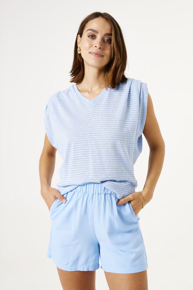Garcia Blue Wave Sparkle Stripe Top, Size: XS