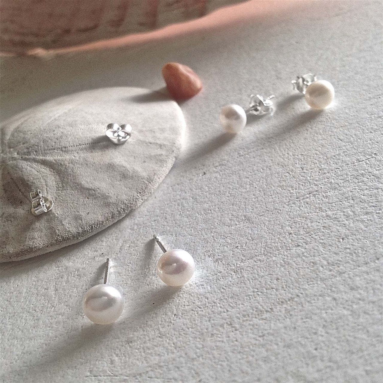 Pika &amp; Bear &quot;Delphinis&quot; Freshwater Pearl Stud Earrings In Classic White