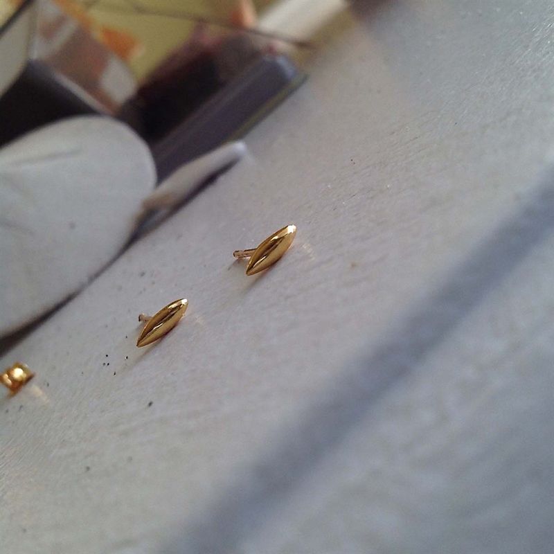 Pika &amp; Bear &quot;Brancusi&quot; Minimalist Stud Earrings In Gold Vermeil