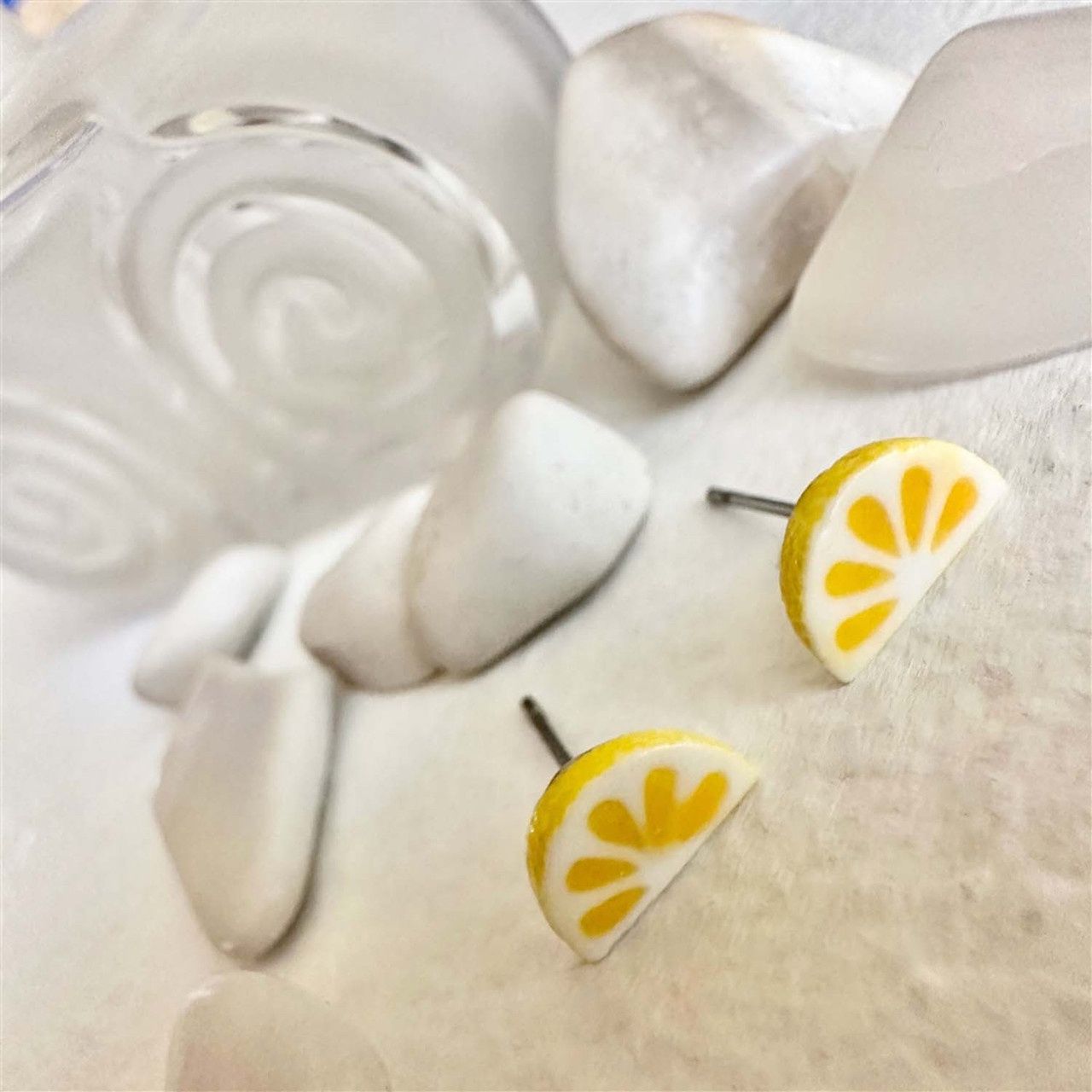 Pika &amp; Bear &quot;Limao&quot; Porcelain Lemon Slice Stud Earrings