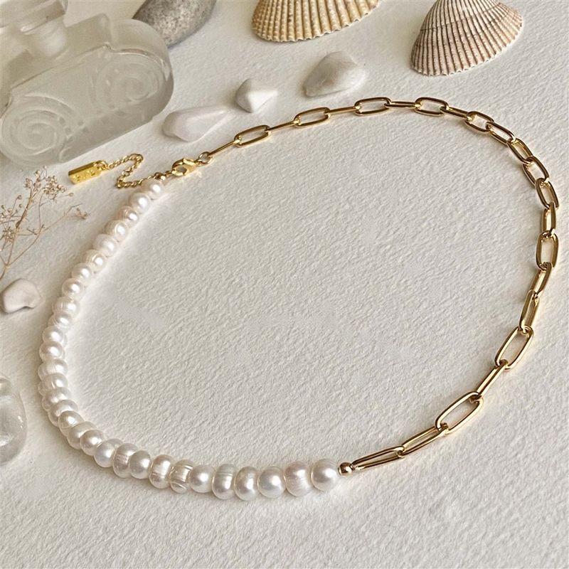 Pika &amp; Bear &quot;Champs - Élysées&quot; Freshwater Pearl And Gold Paperclip Chain Necklace