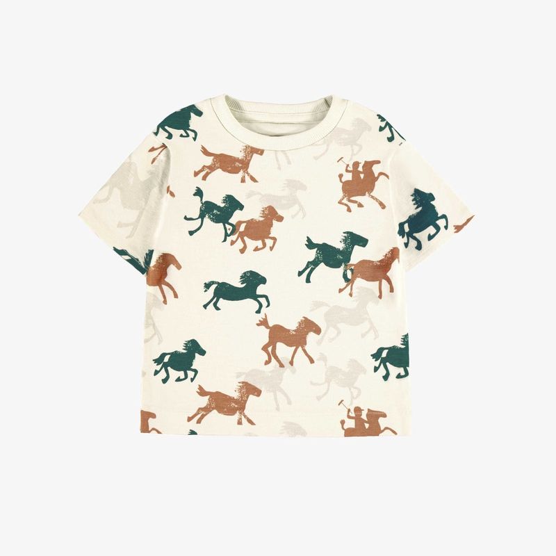 Souris Mini Cream Horse Print Tee