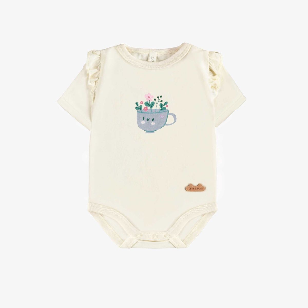 Happy Teacup Cream Bodysuit, Size: 0-3M