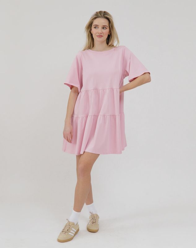 Brunette the Label Tiered T-Shirt Dress W/ Bows