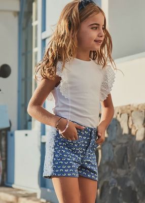Mayoral/#3204/Kids/Girls Patterned Shorts/Blue
