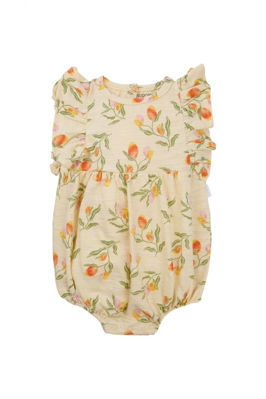 Noppies Baby Sleeveless Bloomersuit In Medium Yellow Fruit Print
