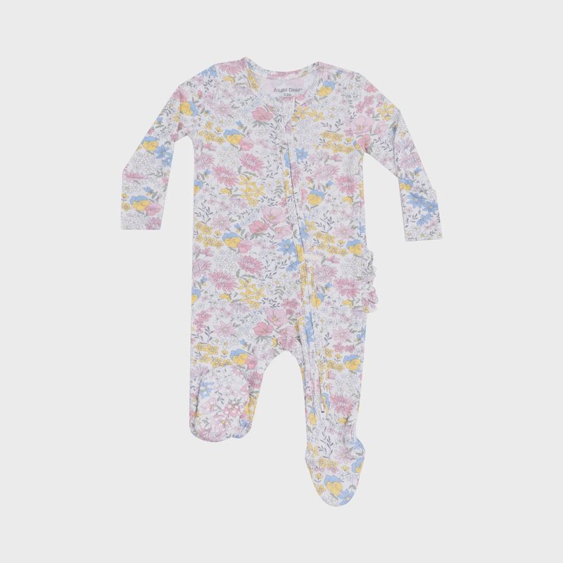 Viola Floral 2 Way Zipper Ruffle Back Footie