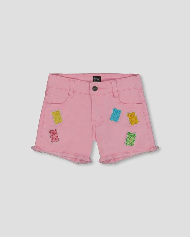 Deux Par Deux Girls Jean Short w/ Embroidery Patches
