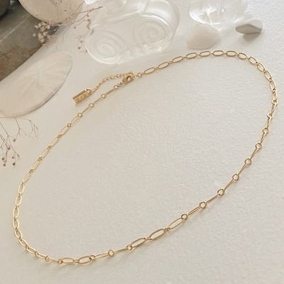 Pika &amp; Bear &quot;Donostia&quot; Textured Paperclip Chain Necklace In Gold (19”)