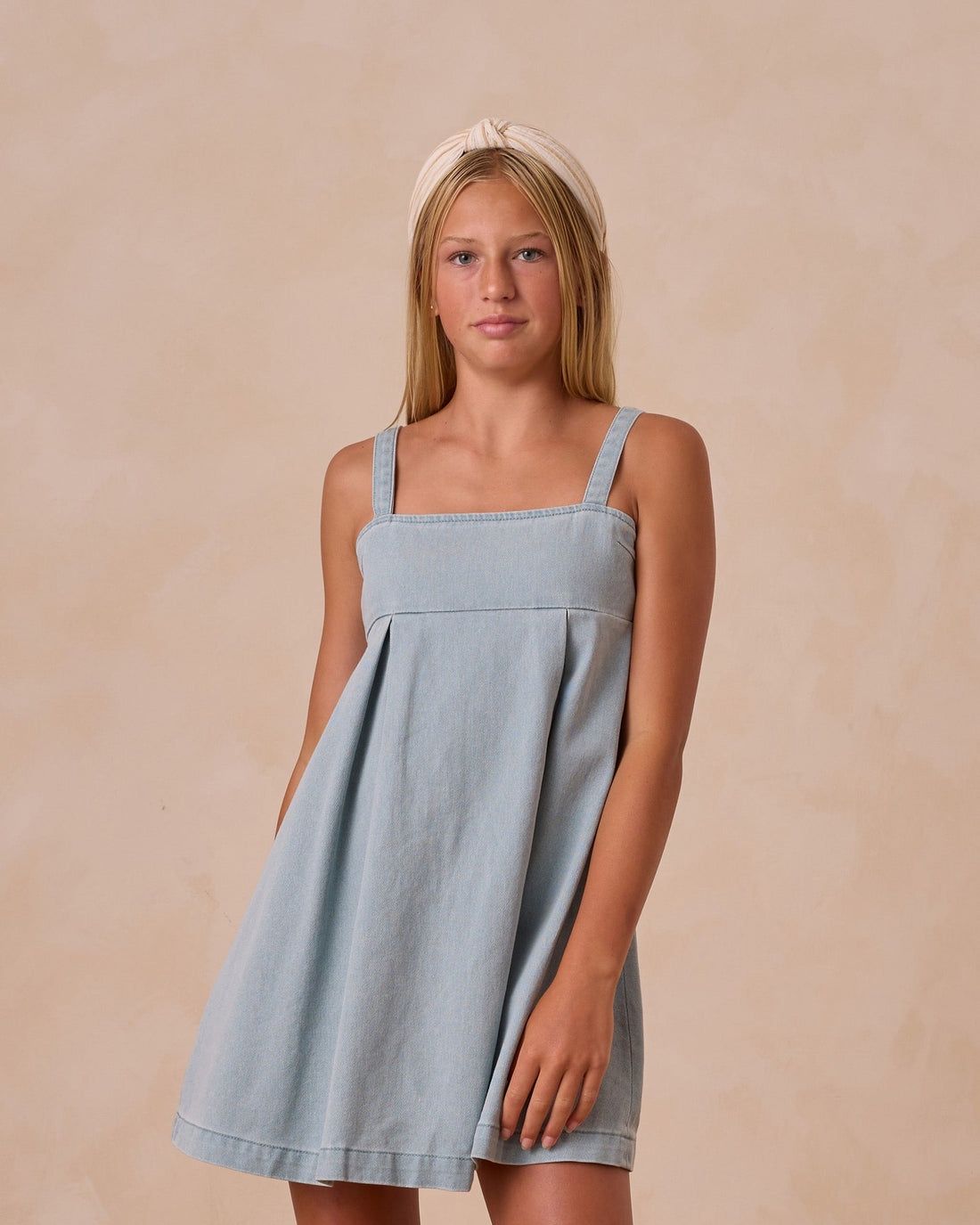 Rylee &amp; Cru Denim Mini Dress In Ocean, Size: 10Y