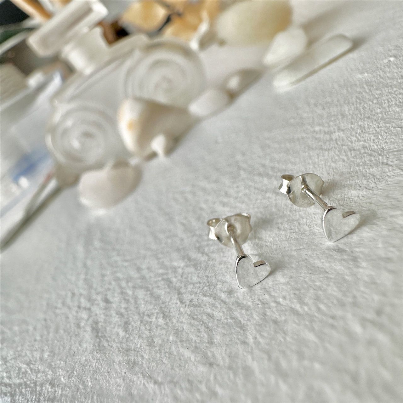 Pika &amp; Bear &quot;Inima&quot; Tiny Heart Stud Earrings In Sterling Silver