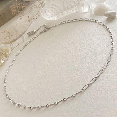 Pika &amp; Bear &quot;Donostia&quot; Textured Paperclip Chain Necklace In Silver (19&quot;)