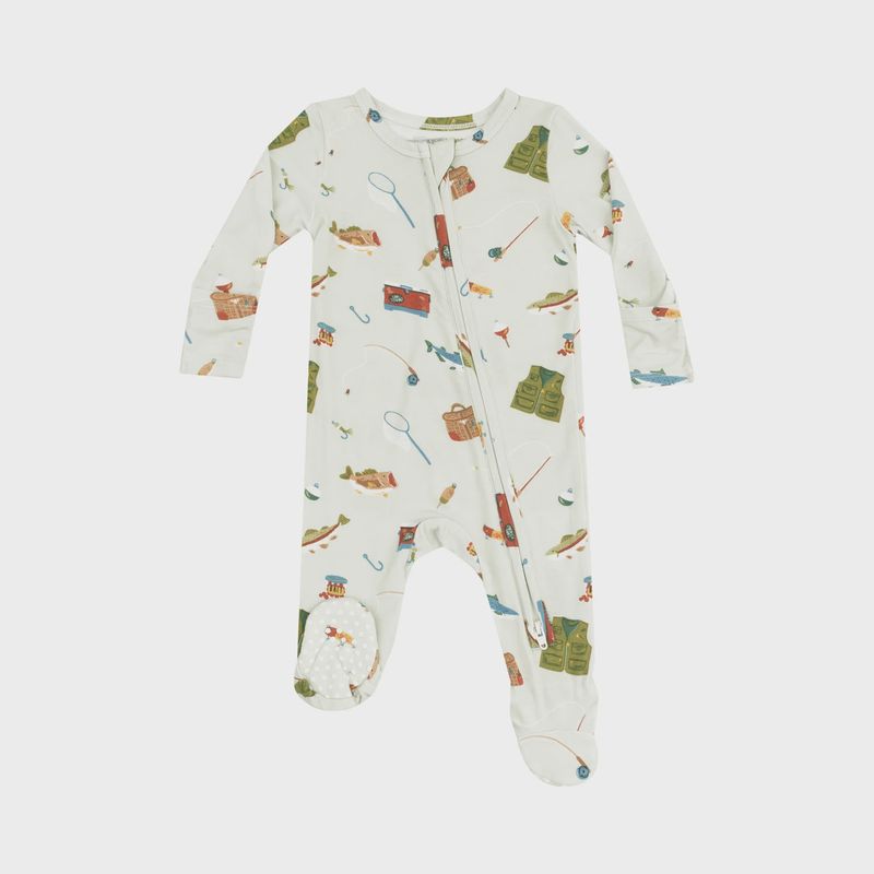 Fishing Things Green 2 Way Zipper Footie