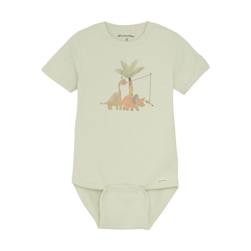 Minymo/#113905/SS Bodysuit/Dinosaur/Mint Green