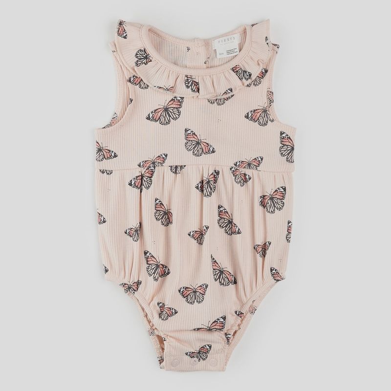 S/S BODYSUIT KNIT BUTTERFLY PRINT