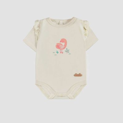 Souris Mini / Cream Bodysuit with flamingo print