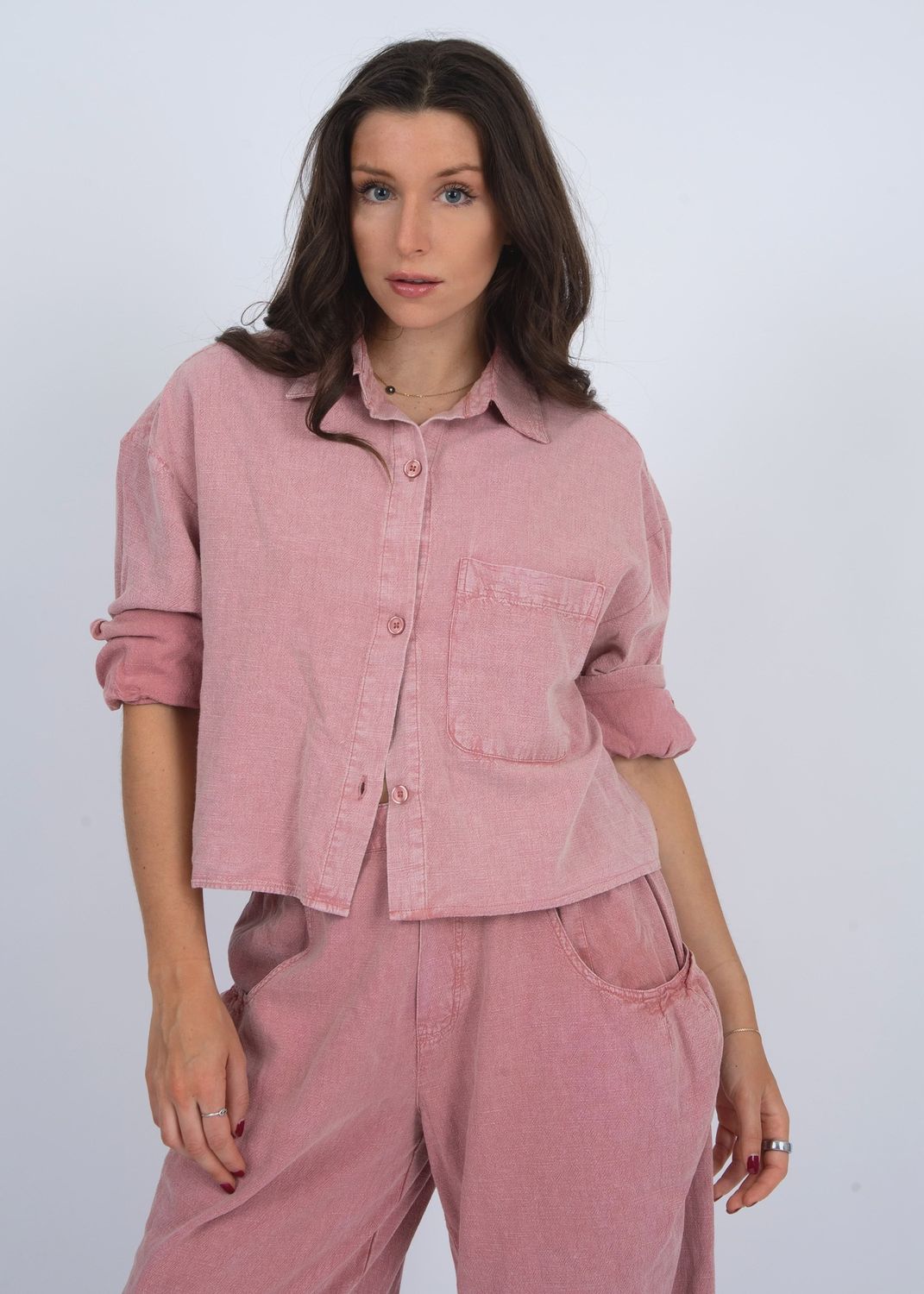 RD/Kerwin LS Crop Shirt/True Terracotta
