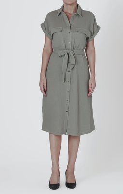 Room 34/Utility Shirt Dress/Sage