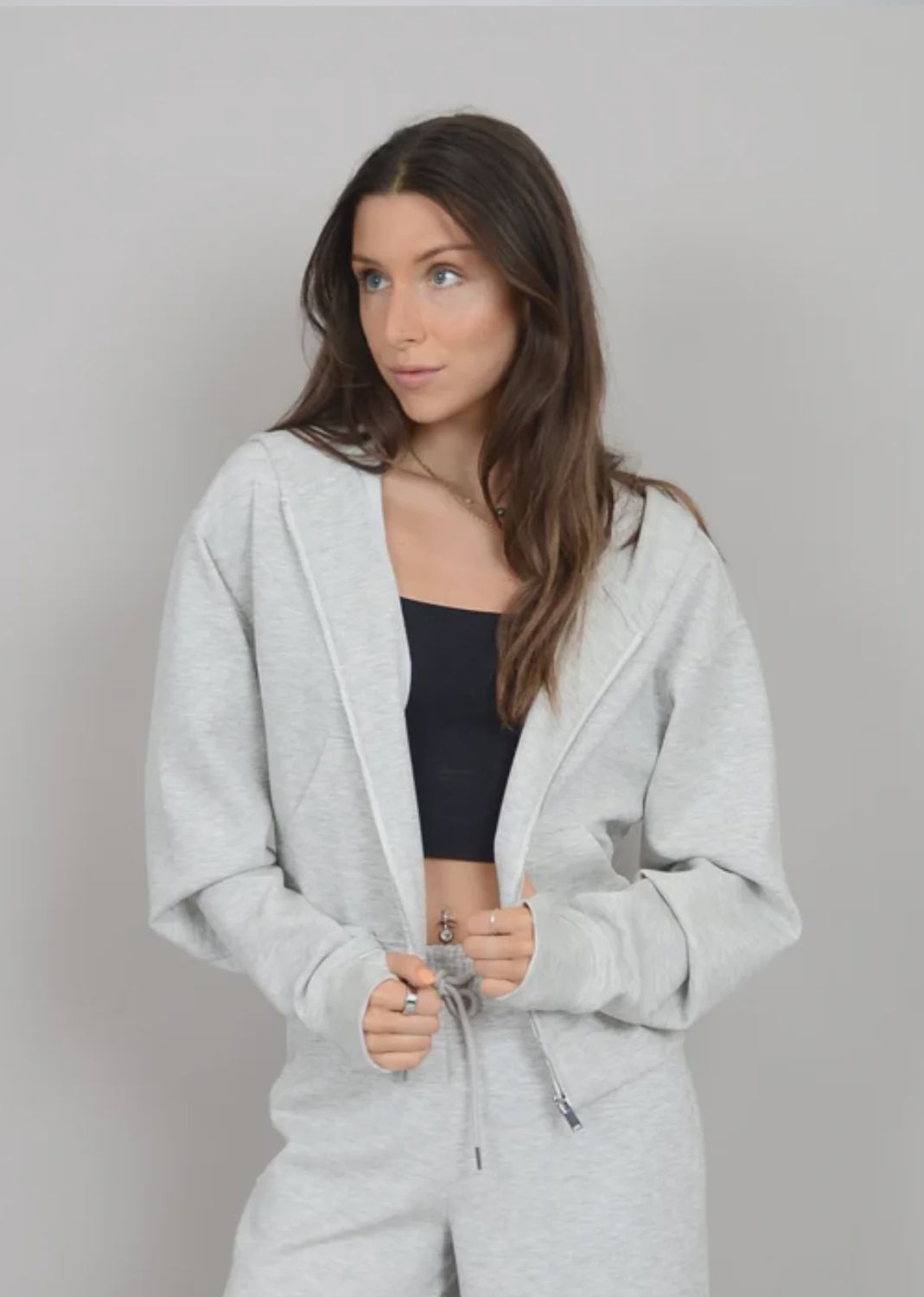 RD Style Haidelyn Soft Knit Zip in Light Grey Heather, Size: XS