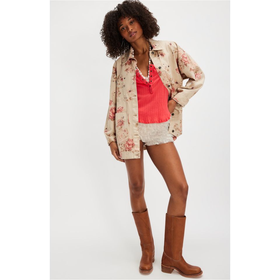 Free People Bryson Henley Tank In Firey Red, Size: XS