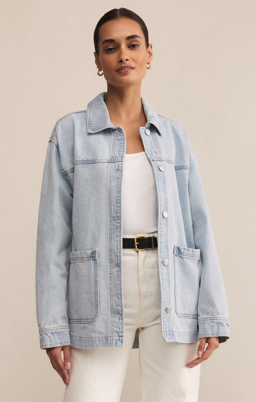 Z Supply On The Road Denim Jacket In Faded Indigo