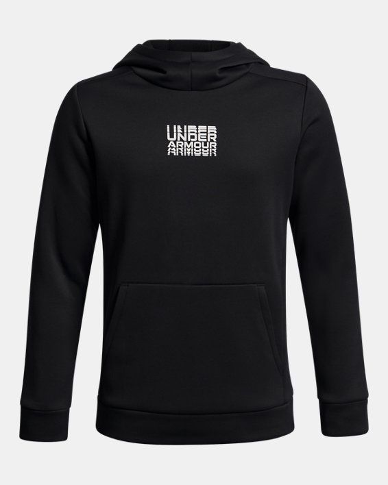 UA Boys Armour Fleece® Retro Graphic Hoodie In Black, Size: YXS