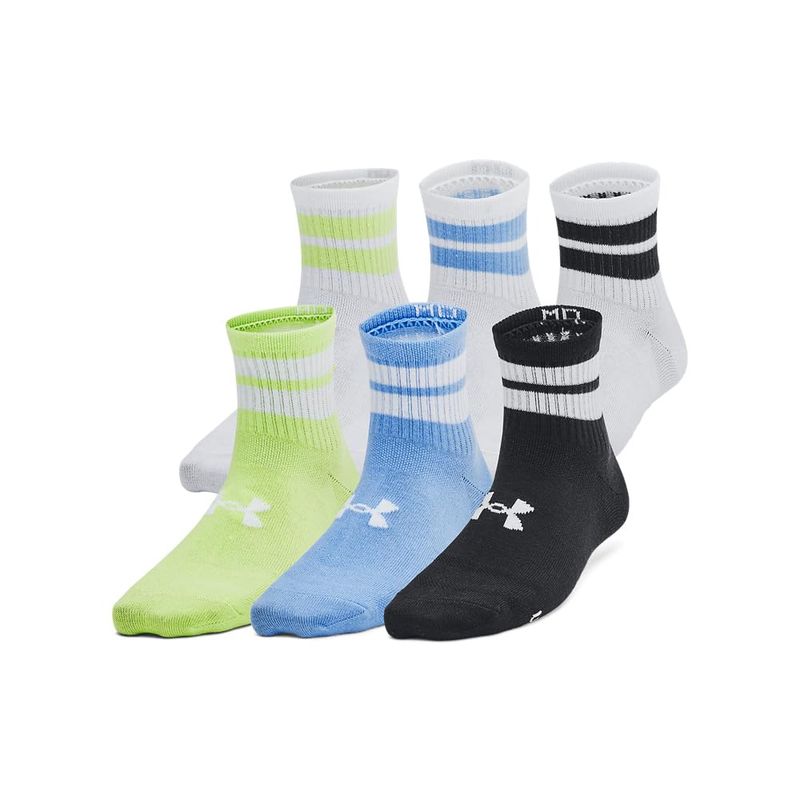UA Essential Youth 6-Pack Quarter Socks In Blue