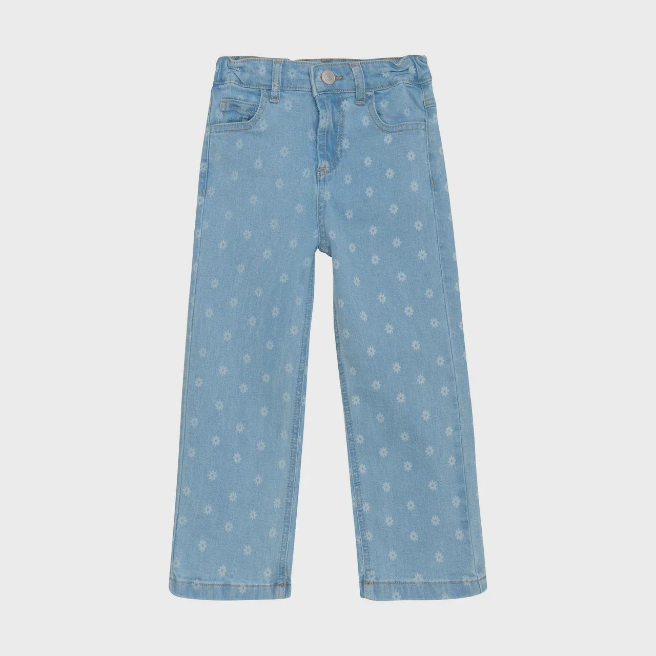 Minymo Girls Floral Wide Leg Jeans 124059-7337, Size: 2