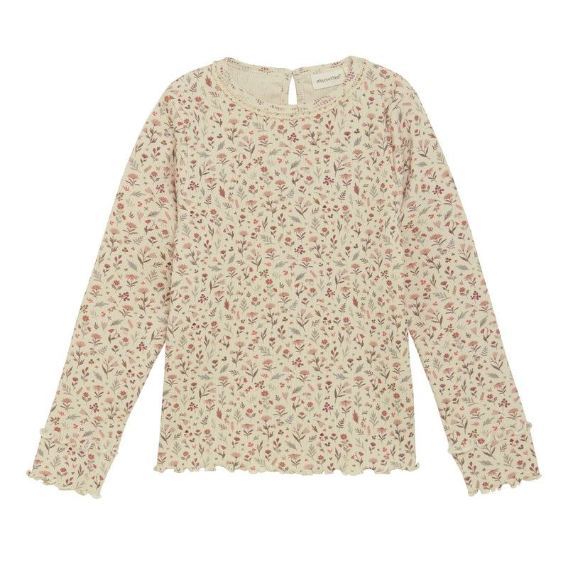 Minymo Floral LS Shirt 124041-2015, Size: 2