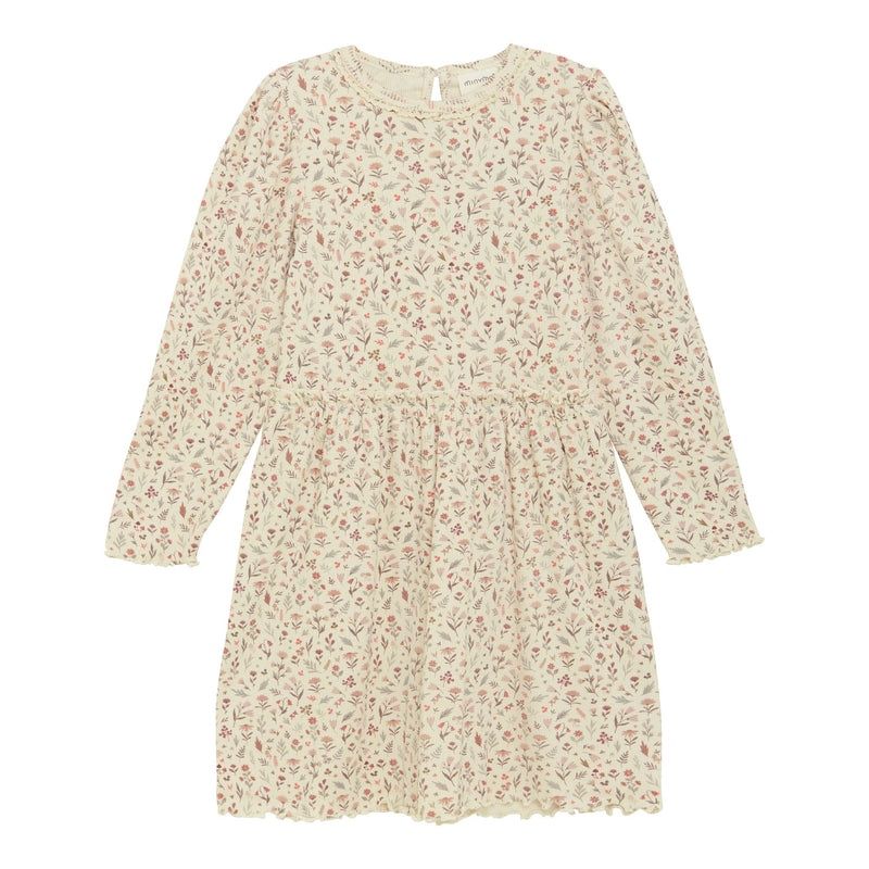 Minymo Floral Print Ribbed LS Dress 124052-2015, Size: 2