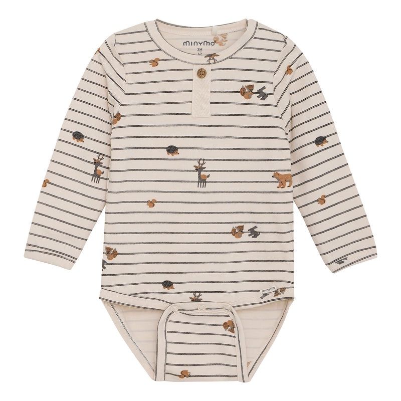Minymo Infant Wildlife Striped LS Bodysuit 114056-2015, Size: N