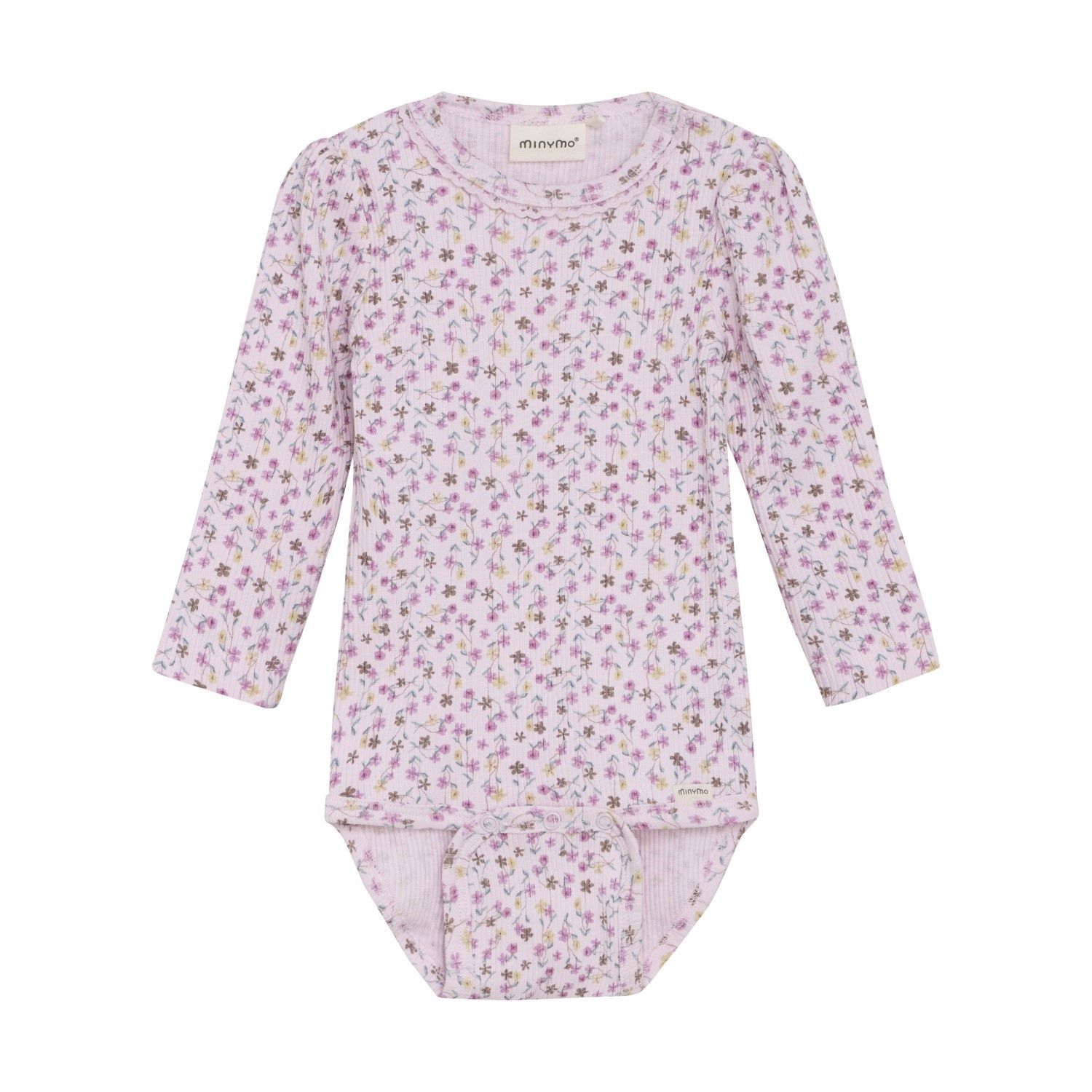 Minymo Floral Print Ribbed Bodysuit 114001-5607, Size: N
