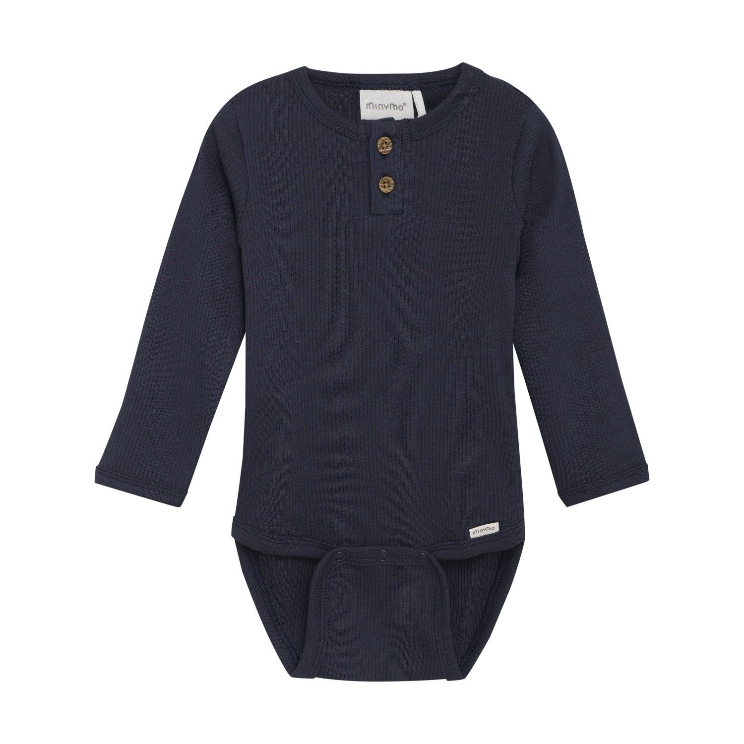 Minymo LS Ribbed Bodysuit 114052 In Parisian Night, Size: N
