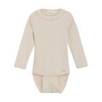 Minymo LS Ribbed Bodysuit 114052 In Sandshell, Size: N