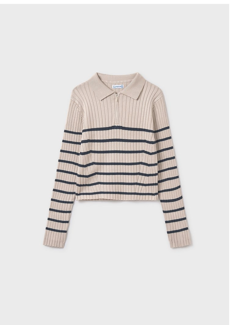 Striped Knit Polo -7195