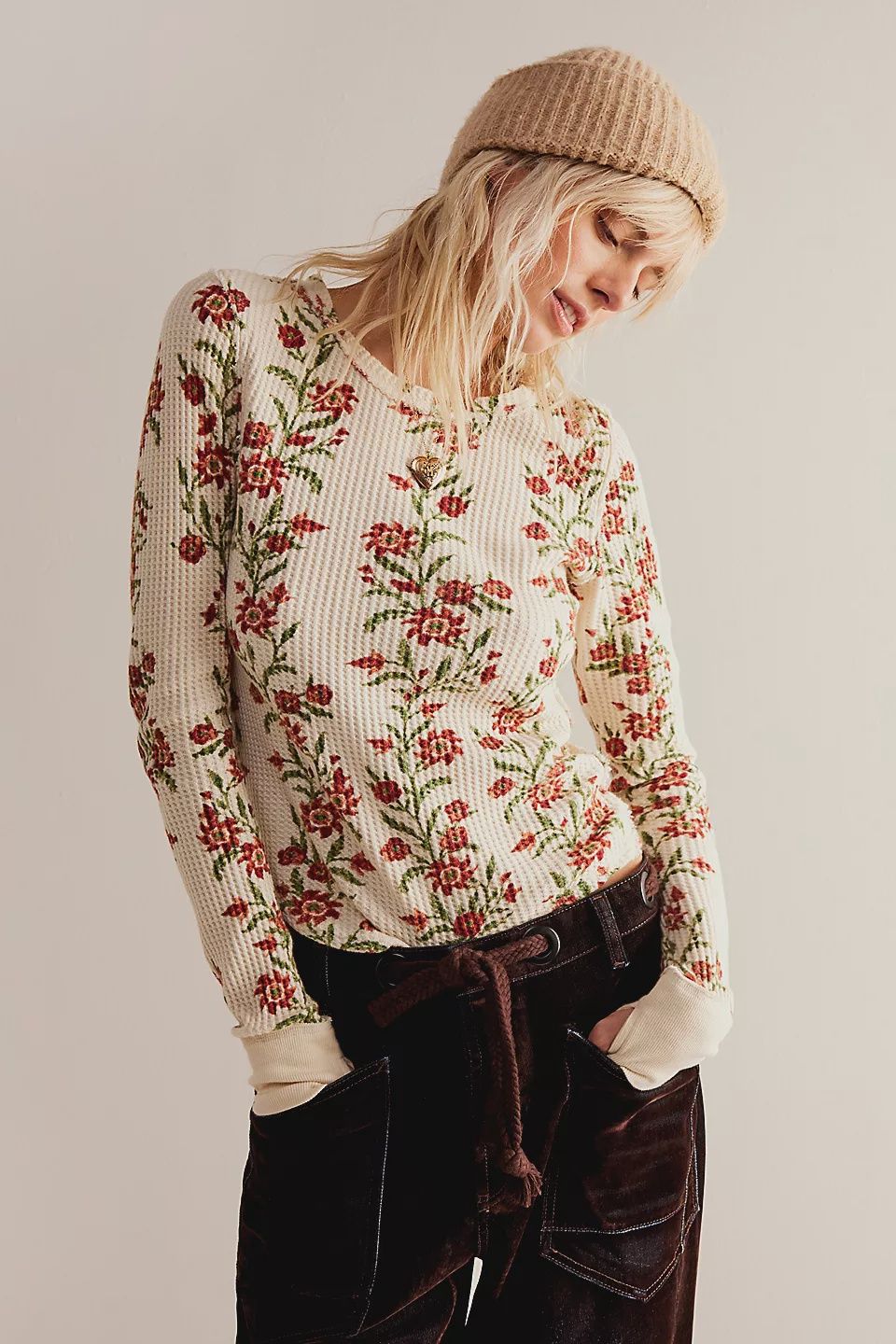 Free People/Pretty Little Thermal/Sand Combo Folk Vine