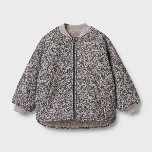 Wheat Reversible Thermo Jacket Lake In Black Sea Flowers, Size: 2y