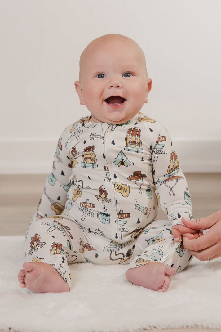 Moon Fruit Zippy PJs - Camp in Canvas, Size: 0-3M