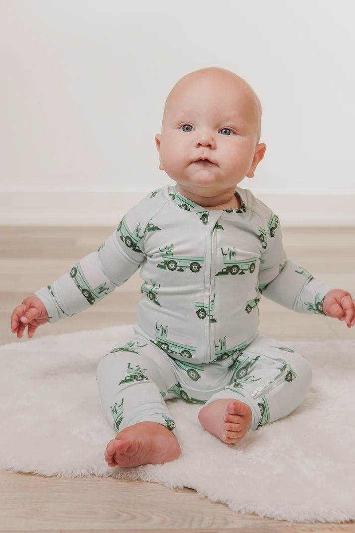 Moon Fruit Zippy PJs - Clean Sheet in Iced Pistachio, Size: 0-3M