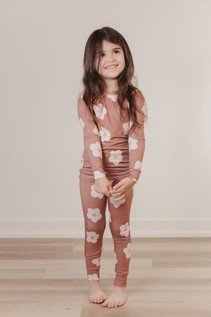Moon Fruit Two Piece PJs - Petals in Hazelnut, Size: 2T