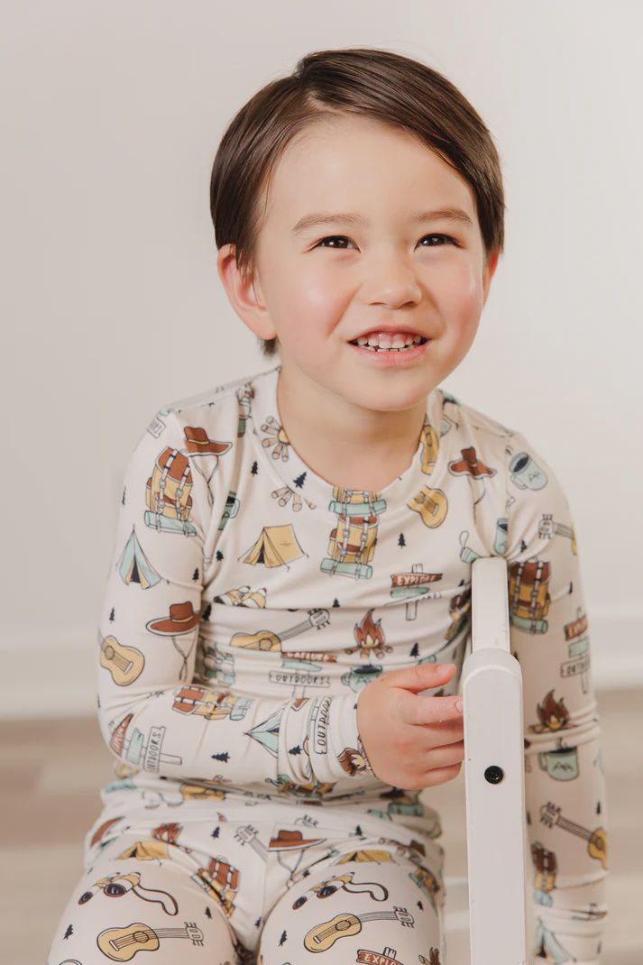 Moon Fruit Two Piece PJs - Camp in Canvas, Size: 2T