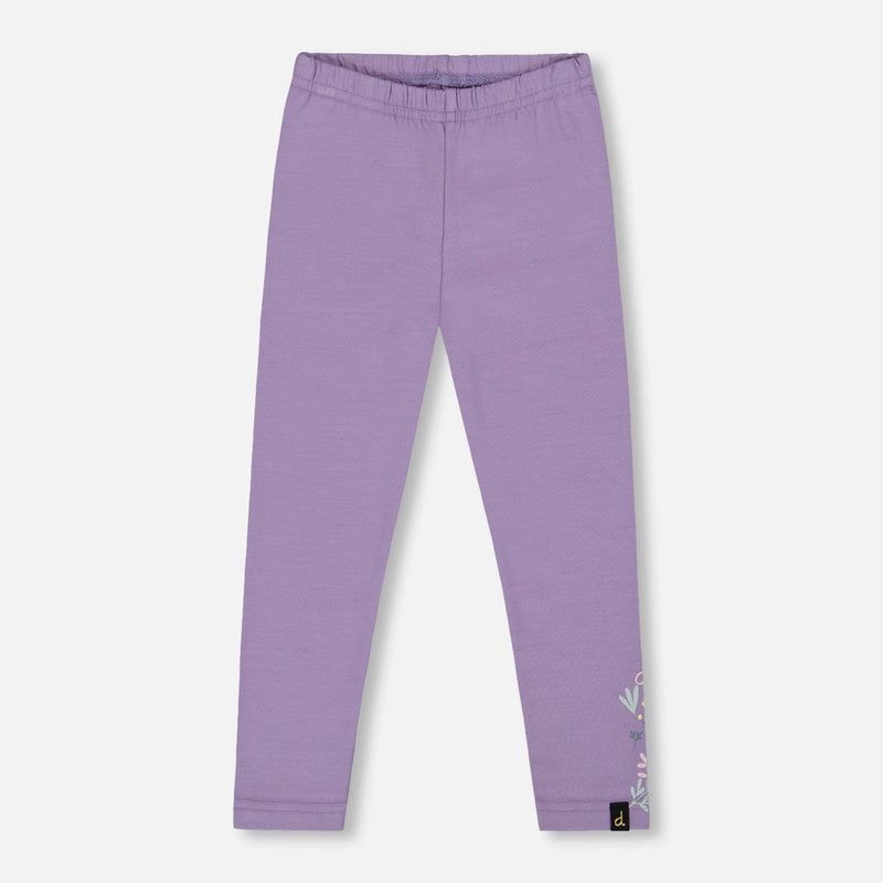 Deux Par Deux Floral Detail Leggings In Dusk, Size: 2