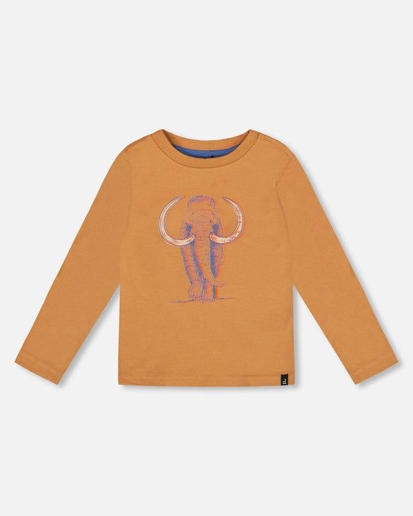 Deux Par Deux Organic Cotton LS T-Shirt in Cashew, Size: 2