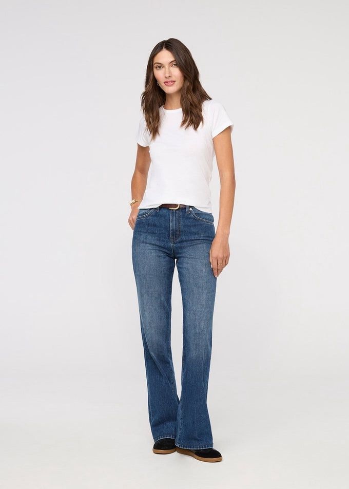 Duer Midweight Performance Denim Wide Leg - Blue Hudson, Inseam: 32, Waist: 25