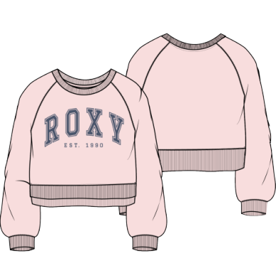 Roxy Girls’ Collegiate Crew in Pink Dogwood