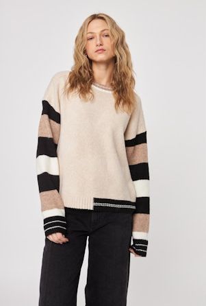John &amp; Jenn Reed Sweater in Birch Stripe, Size: XS