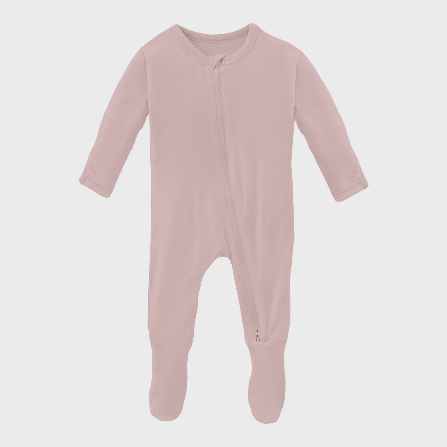 KicKee Footie with 2 Way Zipper in Baby Rose, Size: NB