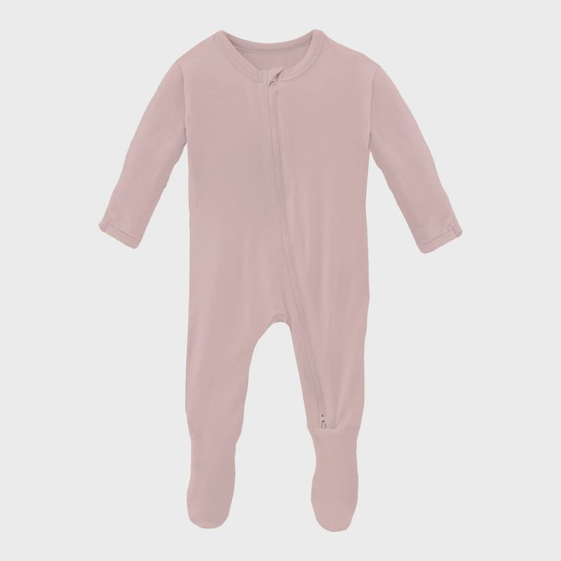 KicKee Footie with 2 Way Zipper in Baby Rose