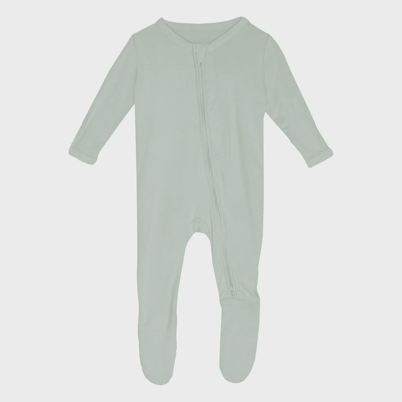 KicKee Footie with 2 Way Zipper in Aloe